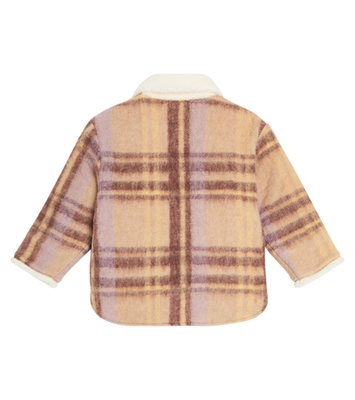 Shop Paade Mode Teddy-trimmed Checked Coat In Multicoloured