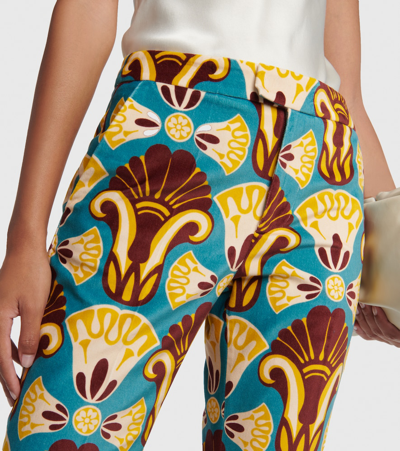 Shop La Doublej Saturday Night Printed Velvet Flared Pants In Multicoloured
