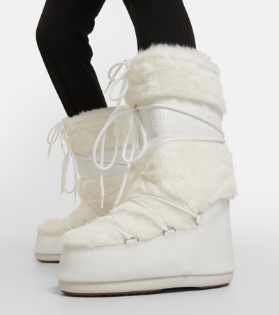 Moon Boot Icon Faux Fur And Faux Leather Snow Boots In White