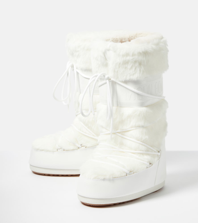 Moon Boot Icon Faux Fur And Faux Leather Snow Boots In White