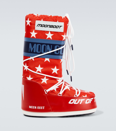 Shop Moon Boot Icon Retrobiker Snow Boots In Red