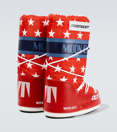 Shop Moon Boot Icon Retrobiker Snow Boots In Red