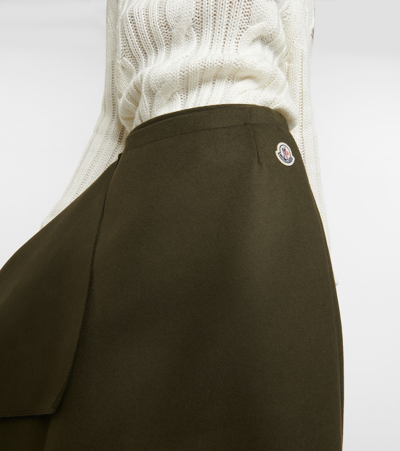 Shop Moncler Wool And Cashmere Midi Skirt In Black