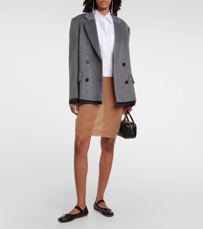Miu Miu Logo Knitted Midi Skirt In Orange