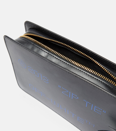 Off-white Zip Tie Medium Leather Clutch In Black