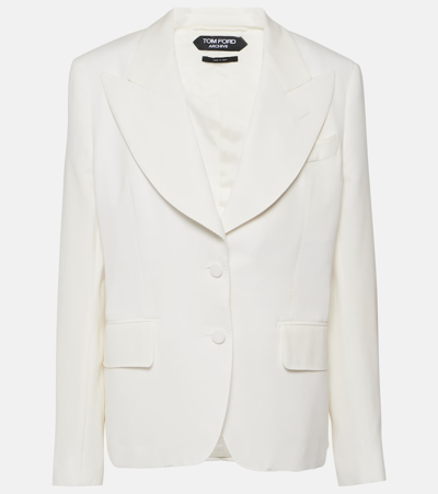 Shop Tom Ford Single-breasted Silk Blazer In White