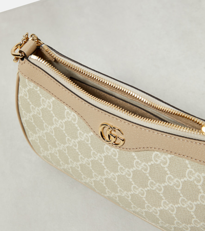 Shop Gucci Ophidia Small Gg Canvas Shoulder Bag In Beige