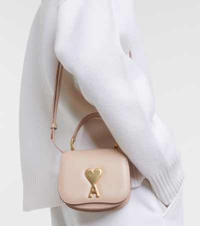 Shop Ami Alexandre Mattiussi Logo Leather Shoulder Bag In Pink
