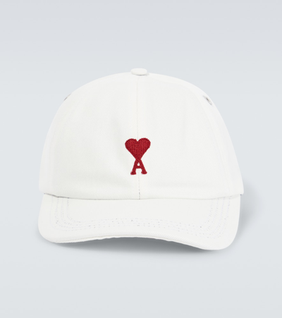 Shop Ami Alexandre Mattiussi Logo Embroidered Twill Baseball Cap In White