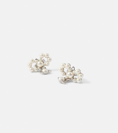 Shop Vivienne Westwood Viviana Embellished Faux-pearl Earrings In White
