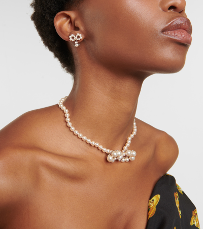 Shop Vivienne Westwood Viviana Embellished Faux-pearl Earrings In White