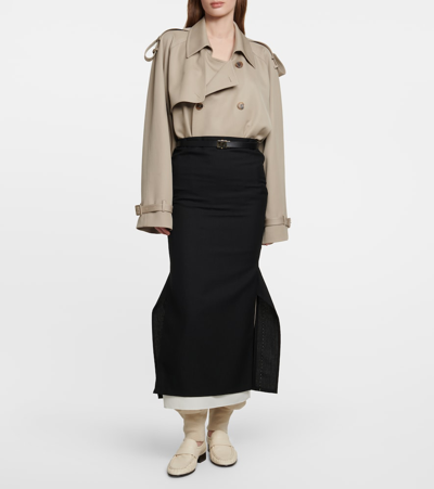 羊毛混纺铅笔半身裙