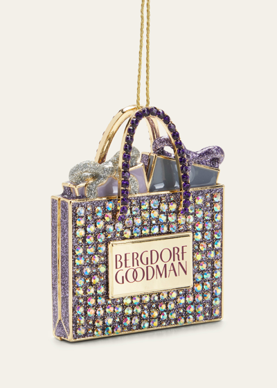 Baublebar 3d Bergdorf Goodman Shopping Bag Ornament In Silver