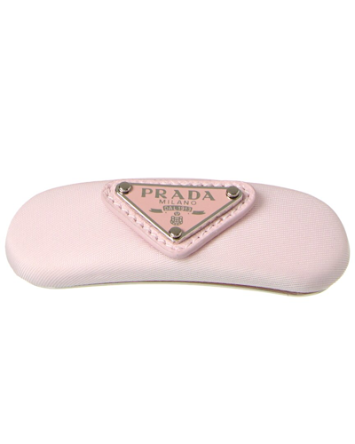 Shop Prada Logo Nylon Hair Clip In Pink