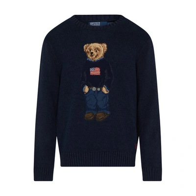 Shop Ralph Lauren Bear Round-neck Sweater In Navy