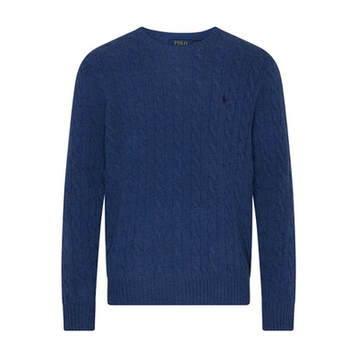 Shop Ralph Lauren Round-neck Cable Knit Sweater In Rustic_navy_heather