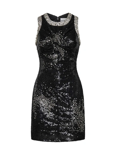Des_phemmes Sequinned Crystal-embellished Minidress In Black
