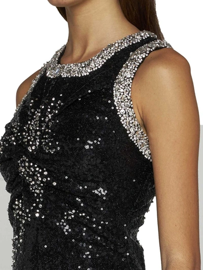 Des_phemmes Sequinned Crystal-embellished Minidress In Black