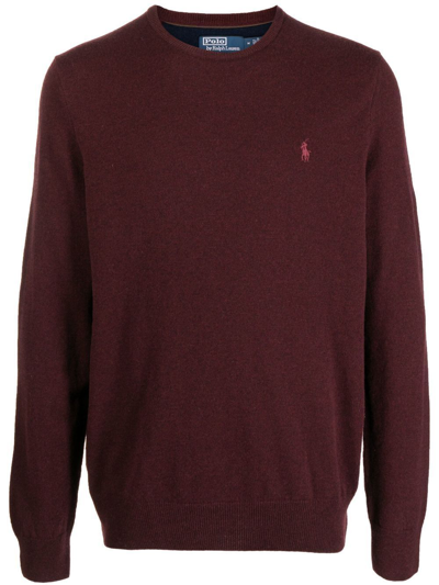 Shop Polo Ralph Lauren Long Sleeve Crew Neck Pullover In Red