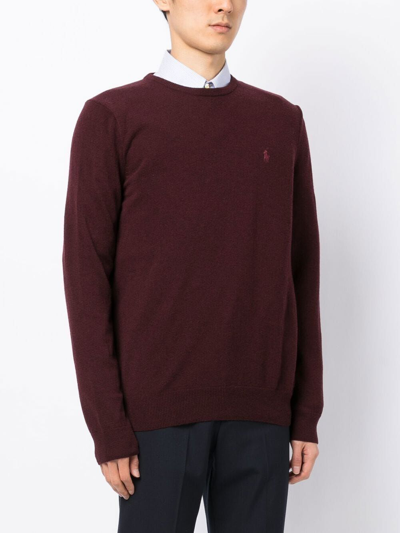Shop Polo Ralph Lauren Long Sleeve Crew Neck Pullover In Red
