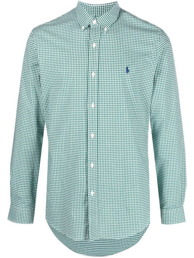 Shop Polo Ralph Lauren Ctn Str Popeline Long Sleeve Sport Shirt In Green