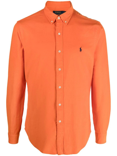 Shop Polo Ralph Lauren Corduroy Long Sleeve Sport Shirt In Yellow & Orange