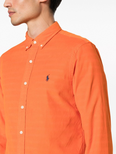Shop Polo Ralph Lauren Corduroy Long Sleeve Sport Shirt In Yellow & Orange