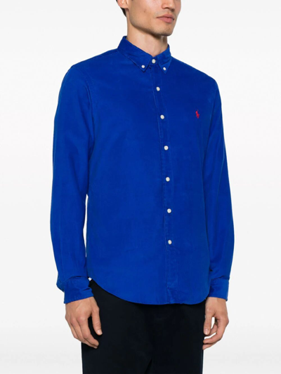 Shop Polo Ralph Lauren Corduroy Long Sleeve Sport Shirt In Blue