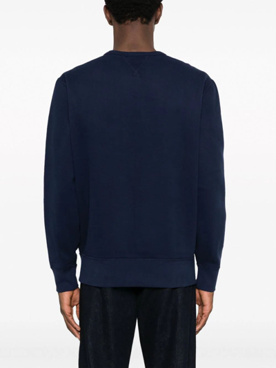 Shop Polo Ralph Lauren Long Sleeve Knit Crew Neck Sweatshirt In Blue