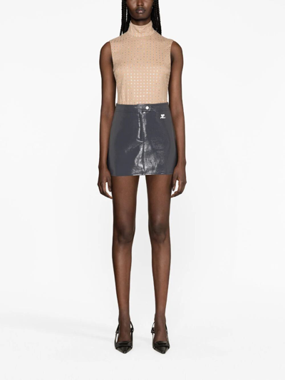 Shop Courrèges Vinyle Reedition Skirt In Grey