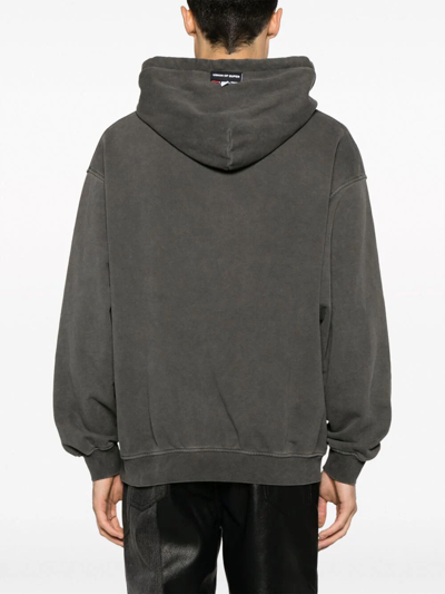 Shop Vision Of Super Stonewash Hoodie With Rock Mather Graphic In Grey