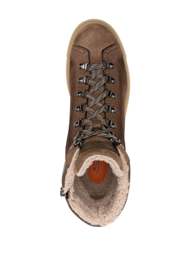 Shop Santoni Farah Lace Up Ankle Boots In Brown