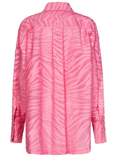 Shop Attico Oversize Geranium-colored Cotton Zebra Fil Coupè Shirt In Pink