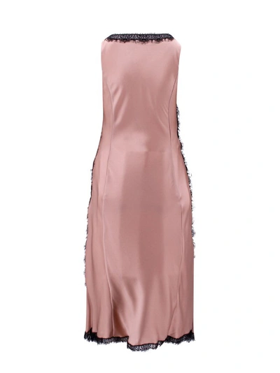 Shop Alberta Ferretti Satin Dress With Lace Profile In Pink