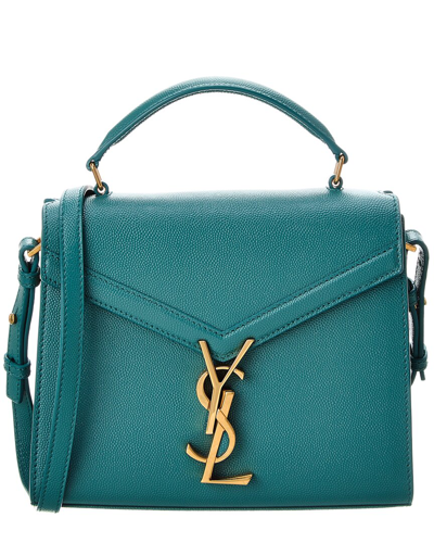 Shop Saint Laurent Cassandra Mini Leather Shoulder Bag In Green