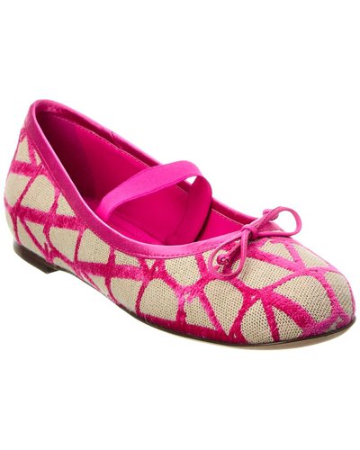 Shop Valentino Toile Iconographe Canvas & Satin Ballerina Flat In Pink