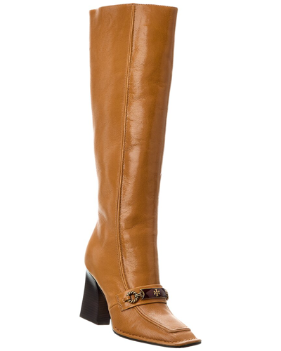 Shop Tory Burch Perrine Tall Leather Knee-high Boot In Brown