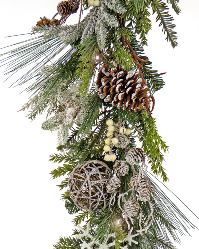 Shop Hgtv 9ft Cozy Winter Snowflake Ornament Garland In Green