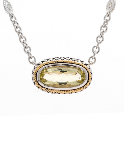 Andrea Candela Dulce-menta 18k Over Silver 3.43 Ct. Tw. Diamond & Lemon Quartz Necklace