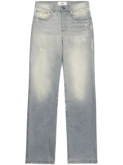 Shop Ami Alexandre Mattiussi Ami Paris Mid-rise Straight-leg Jeans In Vintage Grey