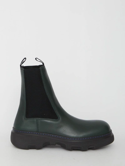 Shop Burberry Creeper Chelsea Boots In Green