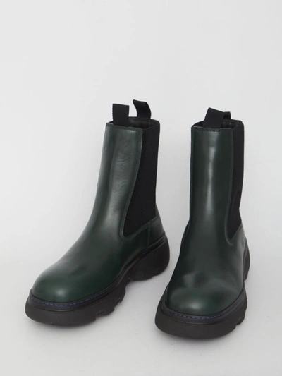 Shop Burberry Creeper Chelsea Boots In Green