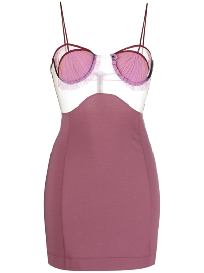 Shop Nensi Dojaka Pink Panelled Bustier Mini Dress In Purple