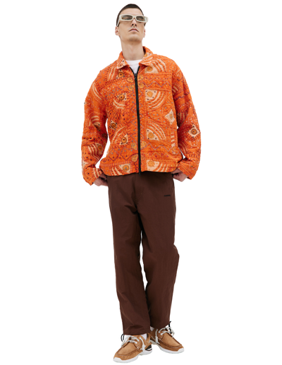 Shop Karu Research Handcrafted Quilted Jacket In Orange