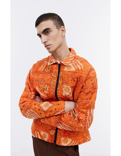 Shop Karu Research Handcrafted Quilted Jacket In Orange