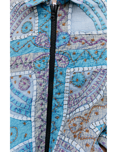 Karu Research Handcrafted Quilted Cotton Jacket In Blue
