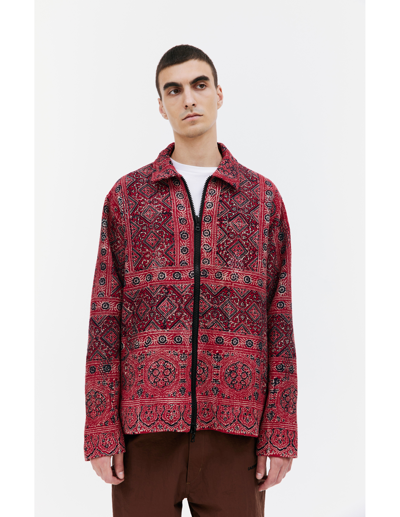 Shop Karu Research Handcrafted Quilted Cotton Jacket In Red