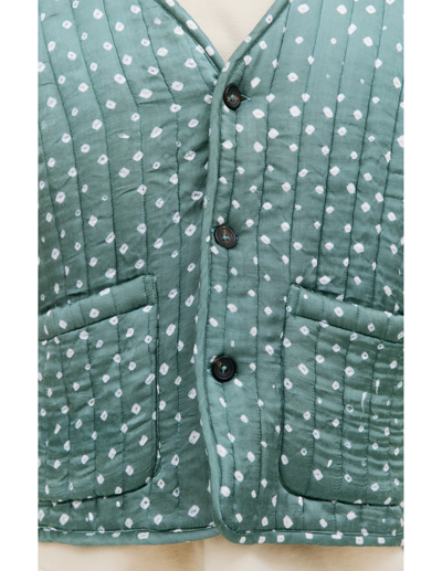 Shop Karu Research Quilted Silk Vest In Green