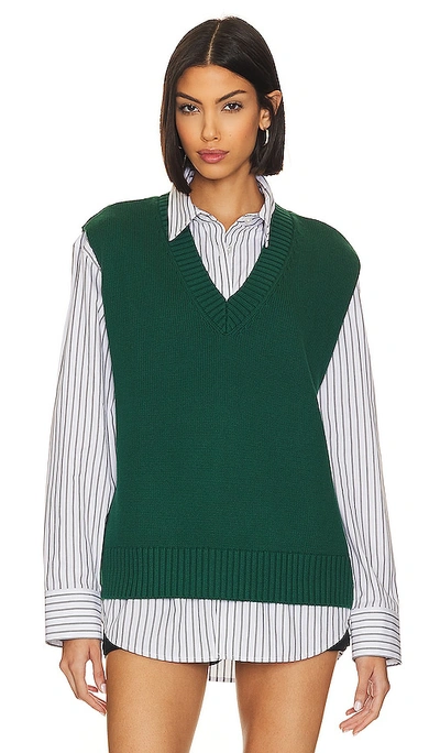 Shop L'academie Oversized Sweater Vest In Collegiate Green
