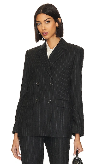 Theory Slim Double-breasted Suiting Flannel Blazer In Charcoal Multi